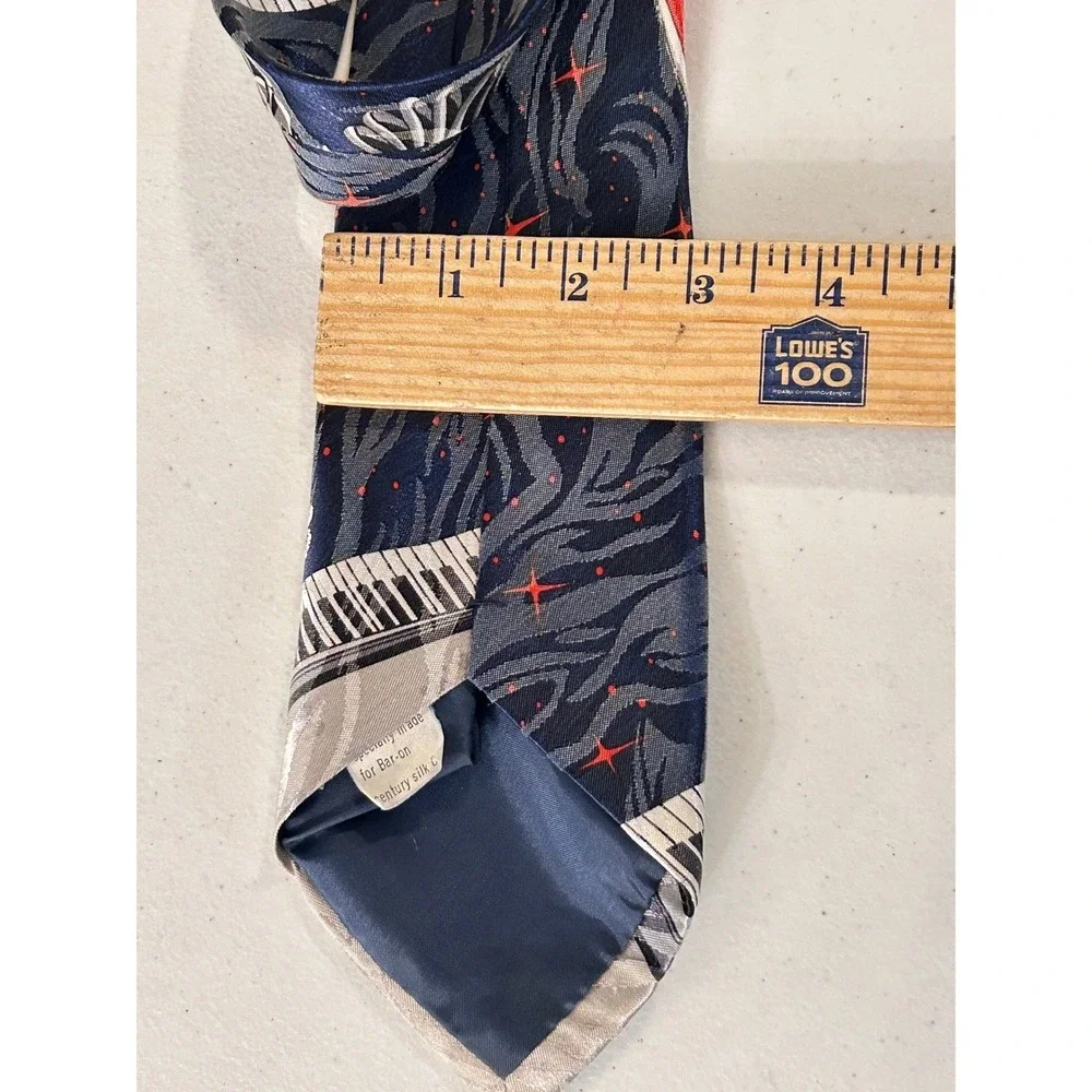 Vintage Made‎ in Italy Silk Tie Skeleton Piano Red Moon Goth Necktie